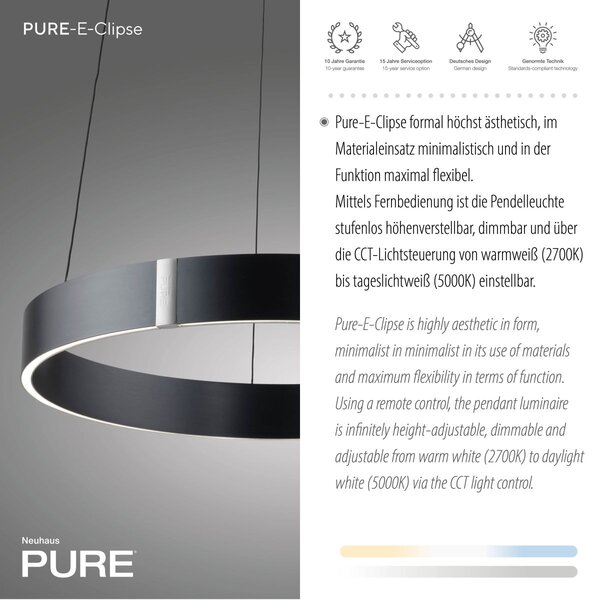 Paul Neuhaus modern függeszték pure e-clipse szürke pln2560-15