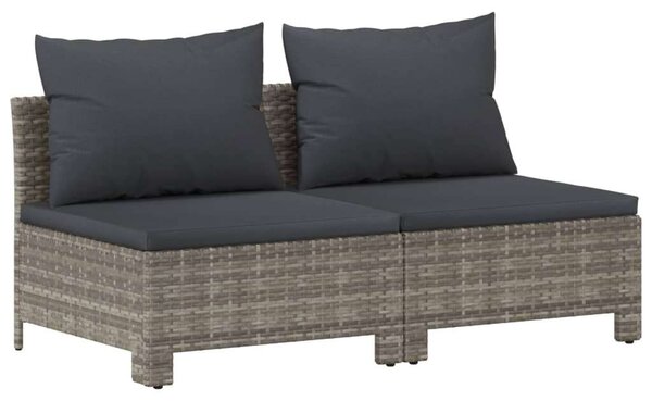 10 részes szürke polyrattan kerti ülőgarnitúra párnákkal
