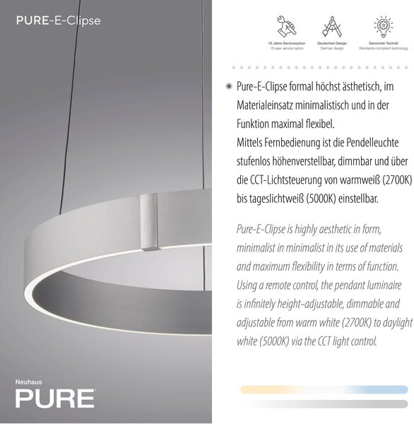 Paul Neuhaus modern függeszték pure e-clipse eloxált alumínium pln2560-95