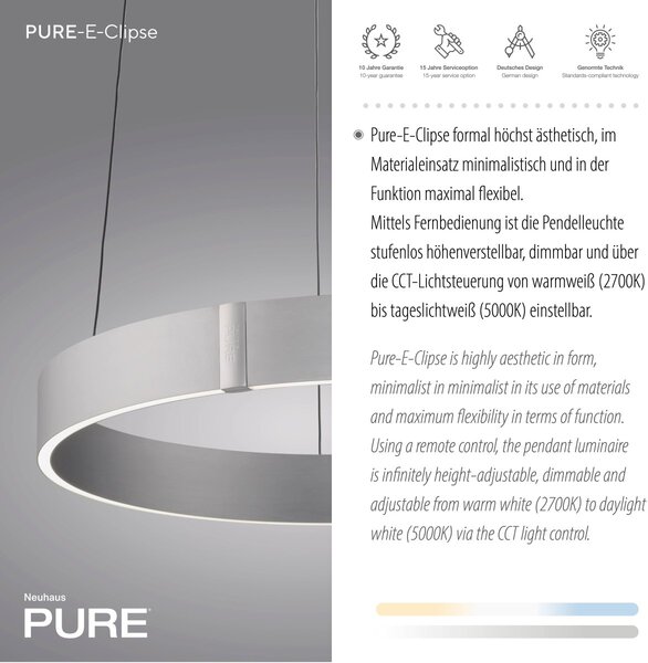 Paul Neuhaus modern függeszték pure e-clipse eloxált alumínium pln2560-95