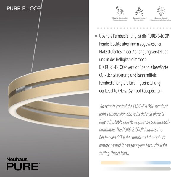 Paul Neuhaus modern függeszték puree-loop matt sárgaréz pln2551-60