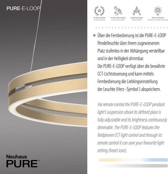 Paul Neuhaus modern függeszték puree-loop matt sárgaréz pln2551-60