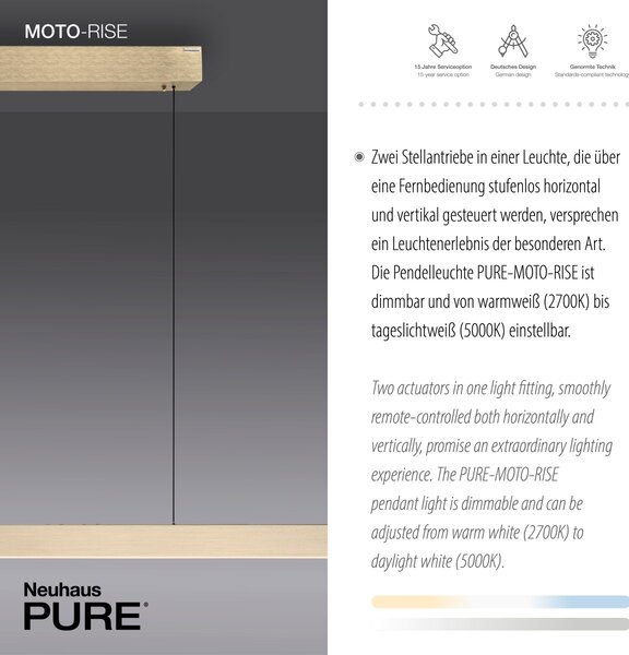 Paul Neuhaus modern skandináv függeszték pure-moto-rise matt sárgaréz pln2545-60