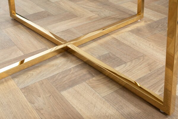 ELEGANCE dohányzóasztal 80 cm márvány megjelenésű fehér arany lábakkal