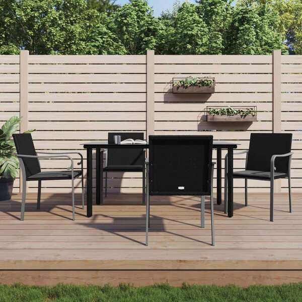 VidaXL 5-részes polyrattan és acél kerti étkezőgarnitúra párnával