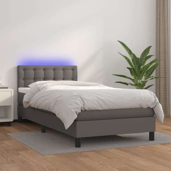 Modern LED Ágy - Műbőr - 90x190 cm