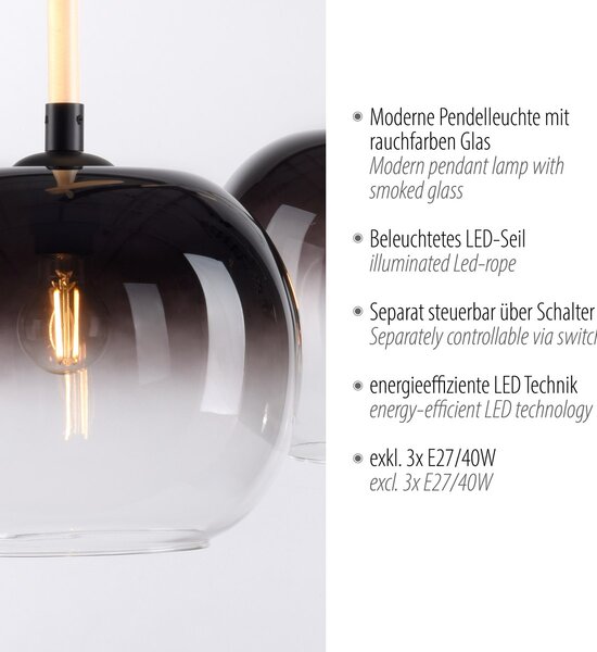 Paul Neuhaus modern függeszték luma fekete pln2411-18