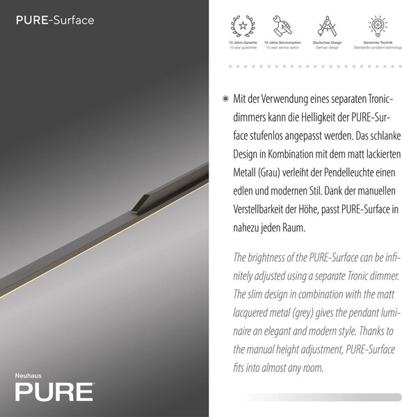 Paul Neuhaus modern függeszték pure surface szürke pln2302-15