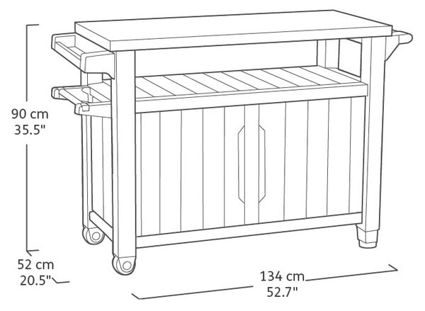 Tárolóasztal grillezéshez 134x52 cm Unity – Keter