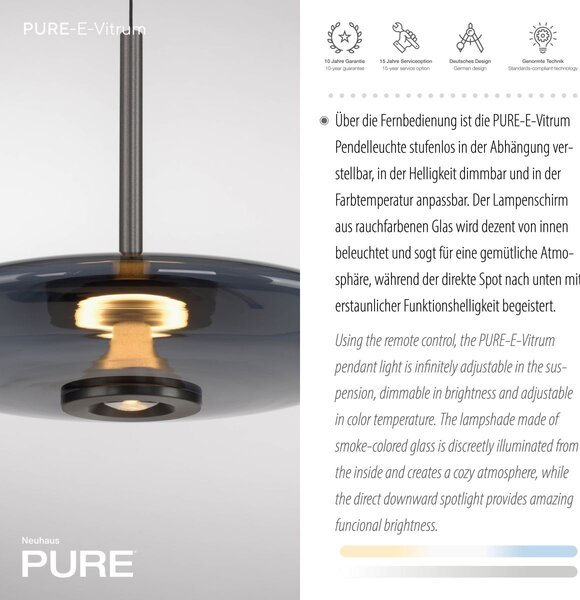 Paul Neuhaus modern függeszték pure e-vitrum szürke pln2084-15