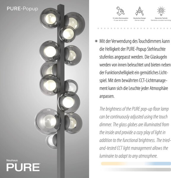 Paul Neuhaus glamour modern állólámpa pure szürke pln557-15