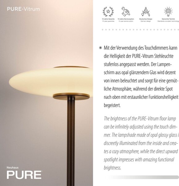 Paul Neuhaus modern állólámpa pure vitrum barna ezüst pln481-34