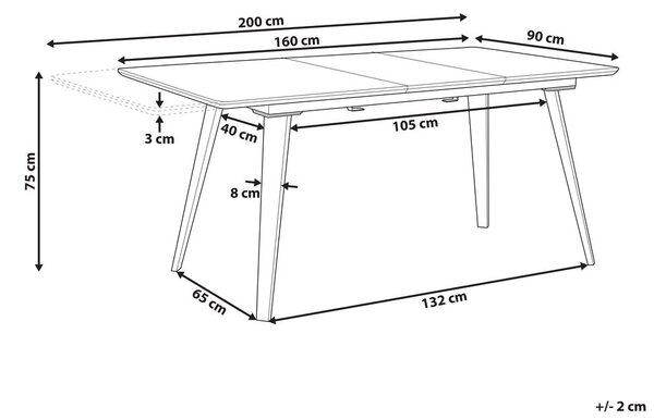 Kihúzható étkezőasztal IRVINGTON Fekete 160/200 cm 90 cm
