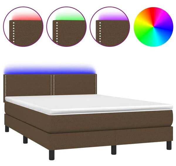 VIDAXL - Barna Szövet Ágy LED-del - 140x190 cm