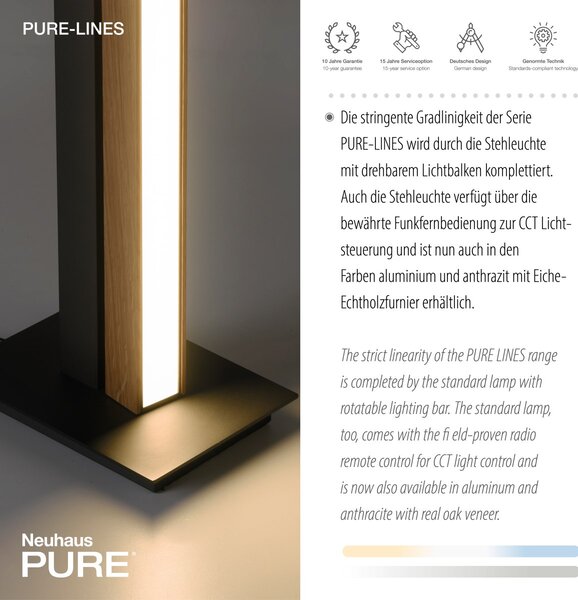 Paul Neuhaus modern állólámpa pure-lines antracit fa pln451-79