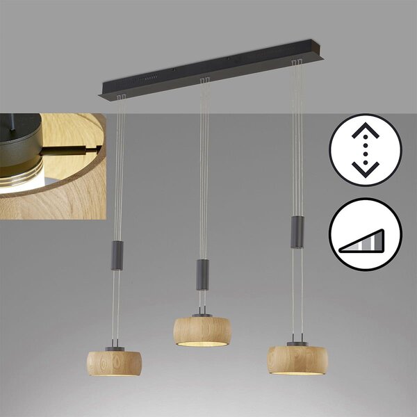 Fischer & Honsel modern skandináv függeszték shine-wood bézs fekete szürke fhl61093
