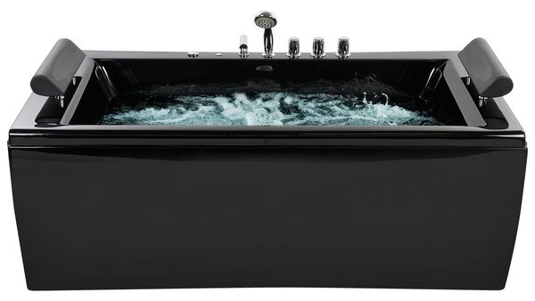Sarok hidromasszázs kád LED világítással MONTEGO 172 x 83 cm Fekete