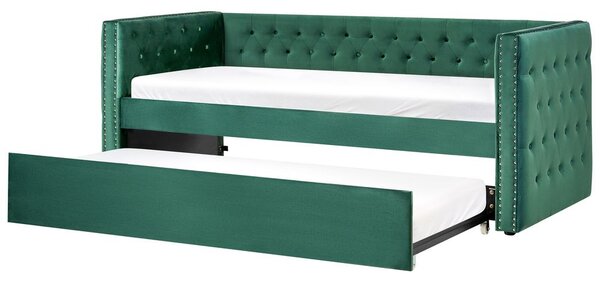 Kihúzható heverő Bársony GASSIN 90 x 200 cm Smaragdzöld