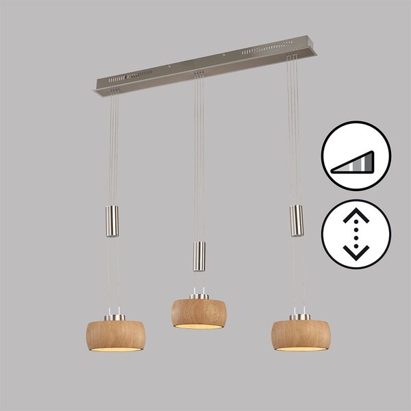Fischer & Honsel modern skandináv függeszték shine-wood nikkel fhl61073