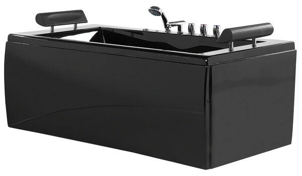 Sarok hidromasszázs kád LED világítással MONTEGO 172 x 83 cm Fekete