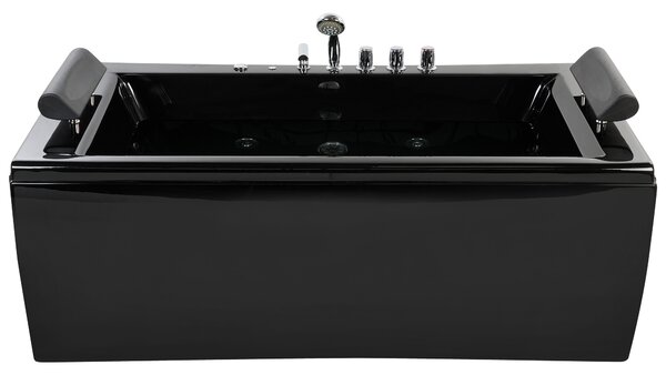 Sarok hidromasszázs kád LED világítással MONTEGO 172 x 83 cm Fekete