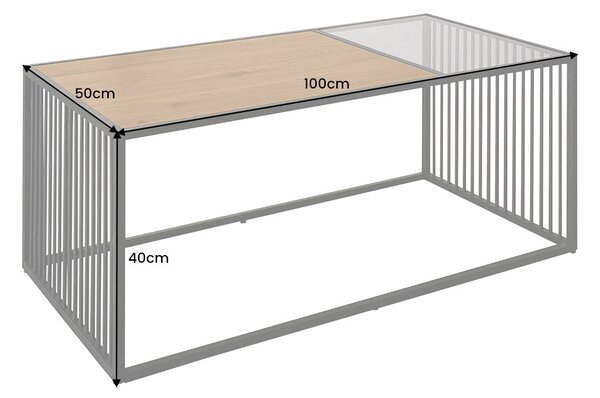 Dohányzóasztal ARCHITECTURE 100 cm-es vadtölgy megjelenésű, füstölt üveggel
