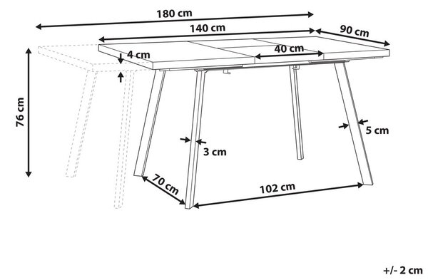 Kihúzható étkezőasztal HARLOW Sötétbarna 140/180 cm 90 cm