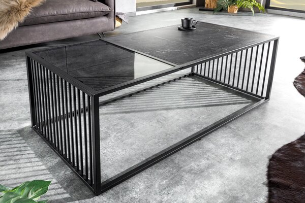 ARCHITECTURE dohányzóasztal 100cm márvány dizájn, füstölt üveg