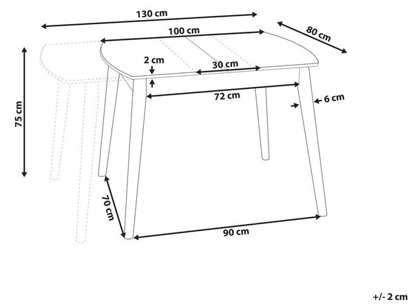 Kihúzható étkezőasztal TOMS Sötétbarna 100/130 cm 80 cm