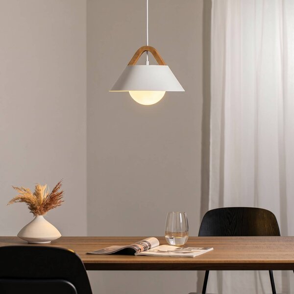 Luminex Funda lógó világítás, fehér, Ø 30 cm, 1 izzó, fém/üveg, dimmelhető, Fehér / opál, Nappali / Étkező, fém, Modern