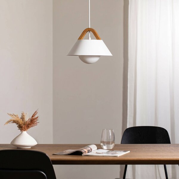 Luminex Funda lógó világítás, fehér, Ø 30 cm, 1 izzó, fém/üveg, dimmelhető, Fehér / opál, Nappali / Étkező, fém, Modern