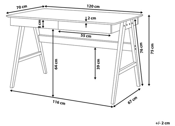 Íróasztal SHESLAY Fehér 120 cm 70 cm fiókokkal
