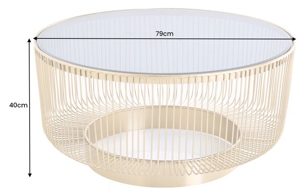Dohányzóasztal VARIATION 80cm arany fekete üveggel