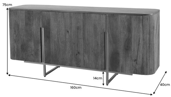 Tálaló GATSBY 160cm retro stílusú mangó arany