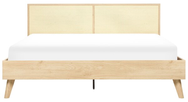 Ágy Rattan MONPAZIER 180 x 200 cm Világosbarna