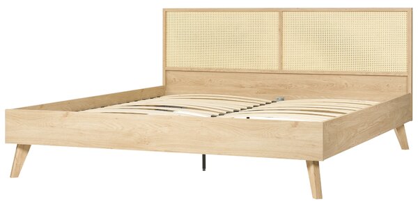 Ágy Rattan MONPAZIER 180 x 200 cm Világosbarna