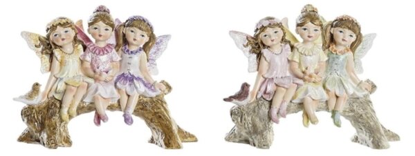 DKD Home Decor Dekoratív Figura Gipsz Többszínű Tündér (12,5 x 5 x 9 cm) (2 db)