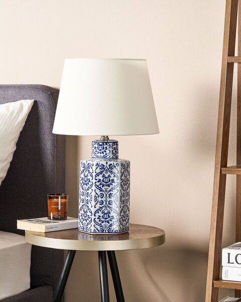 Asztali lámpa MARCELIN Porcelán Fehér/kék