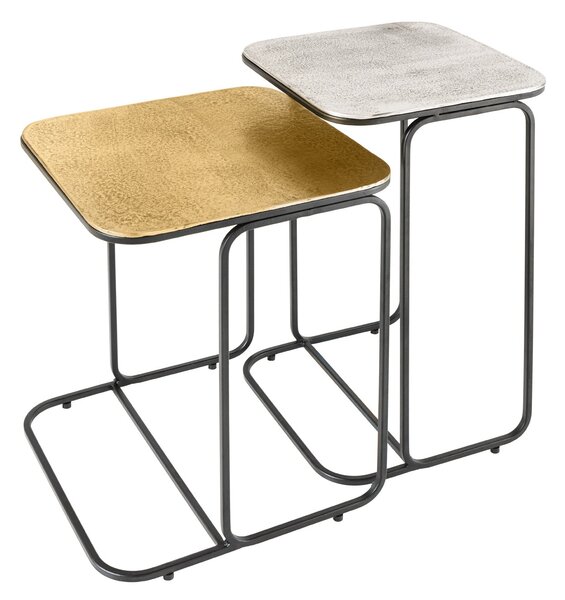 Dohányzóasztal ABSTRACT szett 2 db 40cm-es arany ezüst fekete fémkerettel