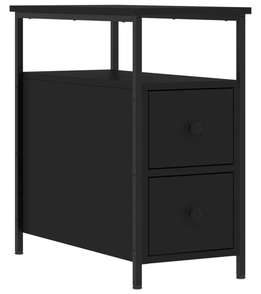 2 db Fekete Fa Éjjeliszekrény - 30x60x60 cm