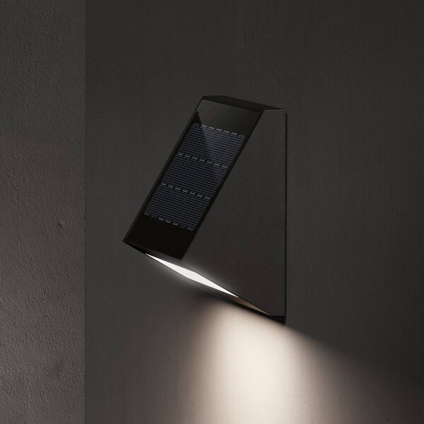 KLEWE LED-napelemes fali világítás ECOSTEP, antracit, 17 cm, IP65, Fekete, Alumínium, Modern