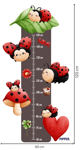 PIPPER. Textil falmatrica "Gyermek mérő - Katicabogarak"