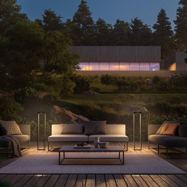 KLEWE LED-es napelemes lámpa RADIA MEGA, antracit, 110 cm, alumínium IP65, Fekete, Alumínium, Modern