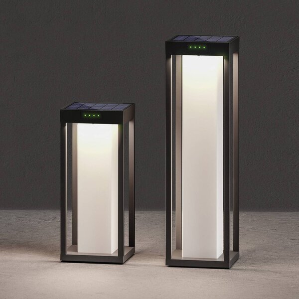 KLEWE LED napelemes lámpa RADIA MAXI MOON, antracit, 50 cm, IP65, Fekete, Alumínium, Modern