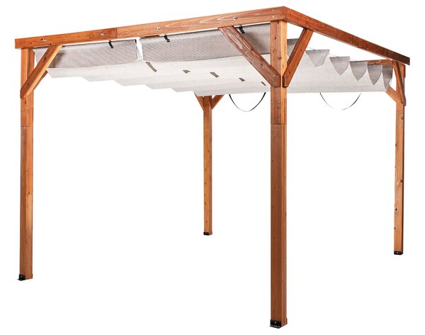 Pavilon VILLAROSA 320 cm 380 cm Fenyőfa Barna/bézs
