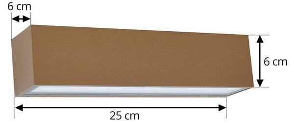 Lucande LED kültéri falilámpa Lengo, 25 cm, barna, lefelé irányuló, 3000K, Barna / rozsda, Alumínium, Modern