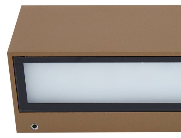 Lucande LED kültéri falilámpa Lengo, 25 cm, barna, lefelé irányuló, 3000K, Barna / rozsda, Alumínium, Modern