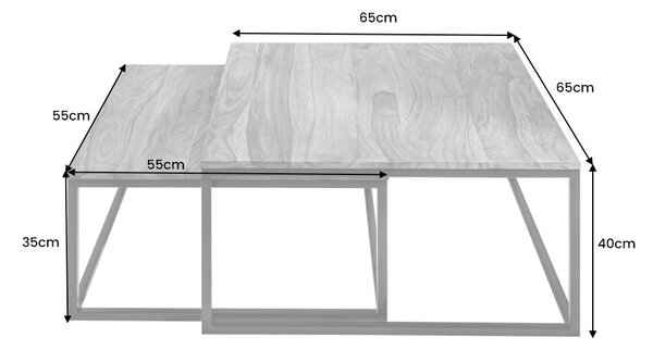 ELEMENTS dohányzóasztal 55-65 cm, 2 db-os rózsafa szett