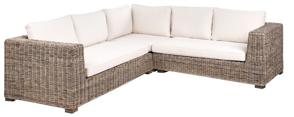 Kerti sarokkanapé ottománnal 5 személyes RINELLA Szürke Rattan
