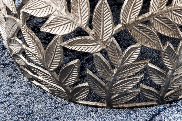 ABSTRACT LEAF ezüst duplaszett dohányzóasztal, 54-68cm, márvány asztallap